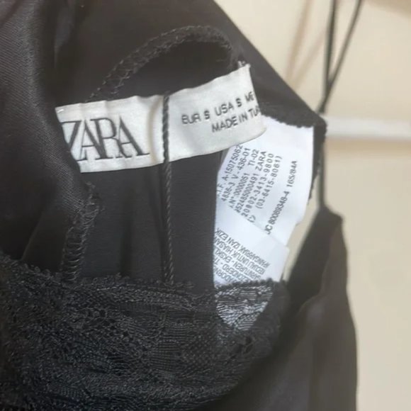 Zara Satin Mini Slip Dress with Lace - Picture 8 of 8